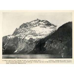 1913 Halftone Print Copper Mountain Landlock Bay Alaska Peak Waterway 