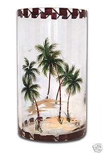 Hand Painted Glass PALM TREE VASE  