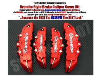 Red Brembo Style Universal Disc Brake Caliper Covers 4pcs Front and 