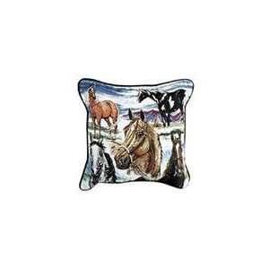  Western Horse Animal Decorative Throw Pillow 17 x 17
