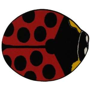Roule Fun Time Shape Collection Red Lady Bug 35X39 Inch Kids Area Rugs