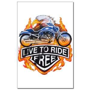   Poster Print Live To Ride Free Eagle and Motorcycle 