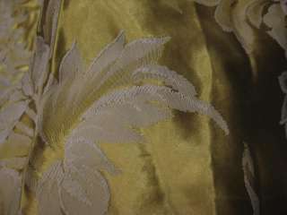 vtg Gld/Yllw Rayon Damask Curtain Upholstery Fabric 7yd  
