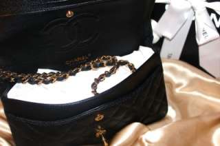 CHANEL MEDIUM M/L CLASSIC FLAP IN BLACK CAVIAR WITH GOLD HARDWARE