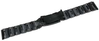 20mm Black Stainless Steel Watch Band Bracelet Straight End Solid Link 