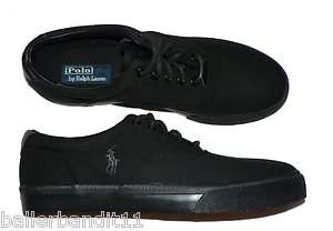 Polo Ralph Lauren Vaughn mens shoes canvas leather sneakers new black 