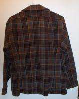 Pendleton 100% Virgin Wool Womens Pleated Brown Plaid Flannel Shirt 