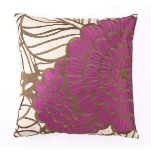 Trina Turk Jungle Bloom Gray & Purple Embroidered Pillow 
