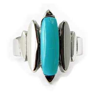    Ring steel Calypso turquoise silvery.   Taille 52 Jewelry