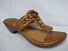 BORN BROWN LEATHER BEADED FLIP FLOP THONG HEEL SANDALS SIZE 11 M 