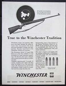  WINCHESTER Model 75 .22 Target Rifle magazine Ad gun shooting s2075
