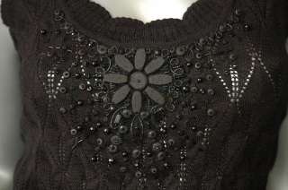 CAROLINA HERRERA Black Knit BEADED Sweater Blouse Top S  