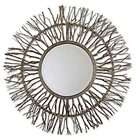 Round Mirror Gray Twig Wood Frame Vanity Dresser Wall