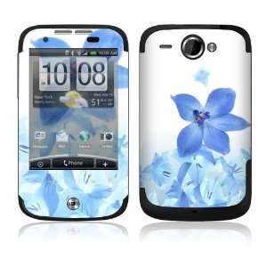  HTC WildFire Skin Decal Sticker   Blue Neon Flower 