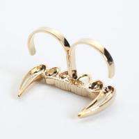  Crystal Dracula Double Ring Gold Plated Fang Ring Size Adjustable