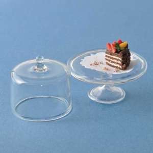   Miniature Last Slice of Chocolate Cake with Cake Stand Toys & Games