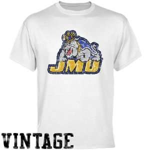  James Madison Dukes White Distressed Logo Vintage T shirt 
