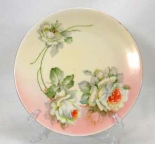 Prince Regent Plate Bavaria Porcelain White Roses 8 1/4  