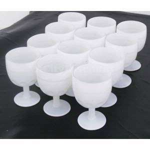 USED ONE DOZEN WHITE FROSTED 12OZ GOBLETS WINE GLASSES  