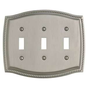   Triple Toggle Rope Design Switch Plate, Satin Nickel