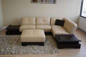 Alba Leather Sectional Sofa with Built in End Tables  