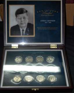 1964   2007 John F Kennedy Commemorative Half Dollar Coin Set Wood 
