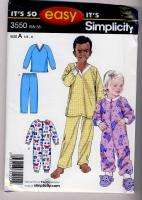 s3550 Toddler/Childrens Pajamas pattern sizes 1/2 6  