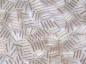 grams Silver lined Clear Tube Bugle Beads 1.8mm X6mm  