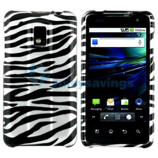 For LG T Mobile G2X Black Silver Zebra Hard Case Cover+Privacy LCD+Car 