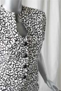 OSCAR DE LA RENTA Black & White Floral Skirt Suit 4/6  