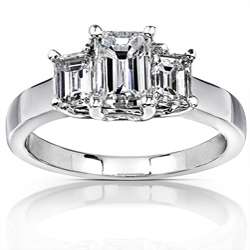 14k White Gold 1 5/8ct TDW Emerald cut Diamond Engagement Ring ( H I 