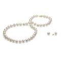 DaVonna 14k Gold Cultured Freshwater Pearl Necklace/ Earring Set (8 9 