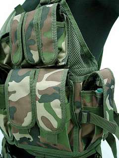 SWAT Airsoft Tactical Hunting Combat Vest Camo Woodland  
