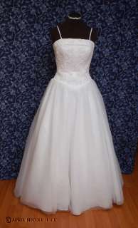 White Satin & Tulle Pretty Beaded Wedding Dress 6  
