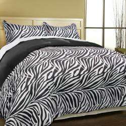   Zebra Print Microfiber Down Alternative Comforter Set  