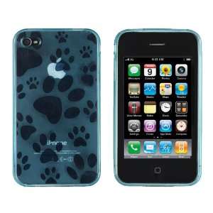   Dog Prints Case for iPhone 4 / 4G   Blue  Players & Accessories