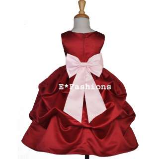 APPLE RED PINK PAGEANT WEDDING BRIDAL FLOWER GIRL DRESS 6 9M 12 18M 2 