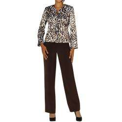   Womens Plus Size Belted Animal Print Pant Suit  