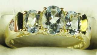   14k Yellow Gold 1.57ctw Genuine VVS Aquamarine & Diamond Ring  