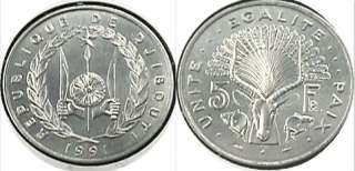Djibouti 1991 5 Francs UNC (KM22)  
