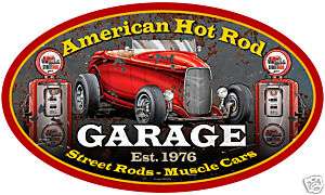 American Hot Rod Garage auto Large oval metal sign  