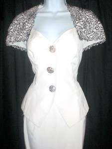 VTG open CUTOUT WEDDING SKIRT SUIT DRESS Small gown sweetheart mini 