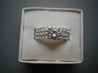 NOS STERLING SILVER 1 CARAT SOLITAIRE CZ W.ACCENTS BRIDAL ENGAGEMENT 