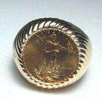 US $5 FINE GOLD AMERICAN EAGLE COIN GTS RING 14KT MTG  