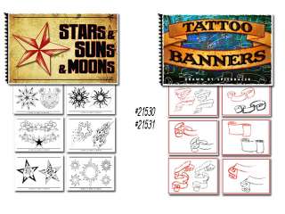 Tattoo Flash Art Books Stars Suns Moons Banners Scrolls  