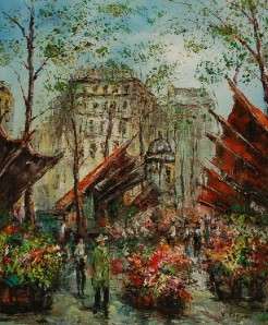 ORIGINAL SIGND FRENCH MARKET IMPRESSIONIST OIL PAINTING  