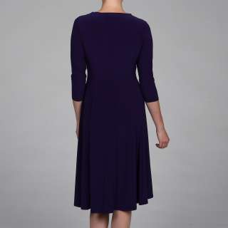 Evan Picone Womens 3/4 Sleeve Asymmetrical Waist Grape Mist Dress 