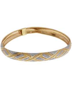 10k Gold Bangle Bracelet with X Design  