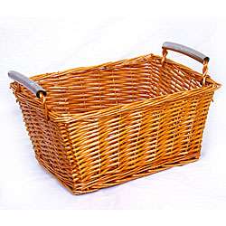 Metal handled Wicker Rectangular Basket (Set of 12)  