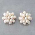 White Pearl Cluster Pretty Clip on Earrings (5 6 mm) (Thailand)